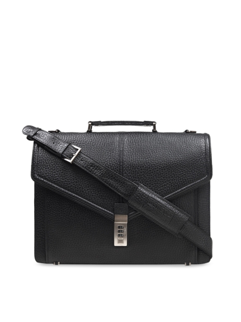

Da Milano Men Black Textured Laptop Bag