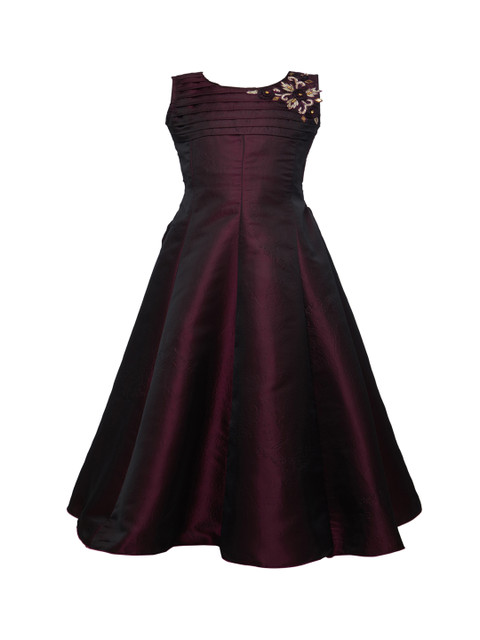 

BETTY Girls Burgundy Solid Maxi Dress