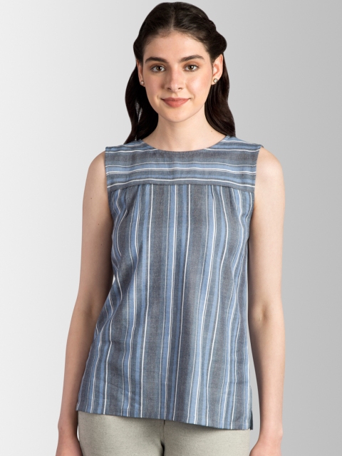 

FableStreet Women Blue & Black Striped Top