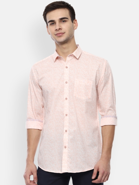 

V Dot Men Pink Slim Fit Printed Casual Shirt