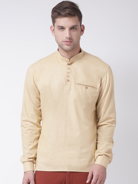 TABARD Men Beige Solid Straight Kurta