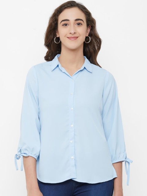 

109F Women Blue Regular Fit Solid Casual Shirt