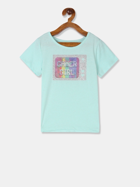 

The Childrens Place Girls Blue Printed Top