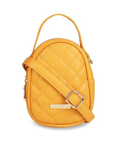 

Addons Yellow Embellished Sling Bag