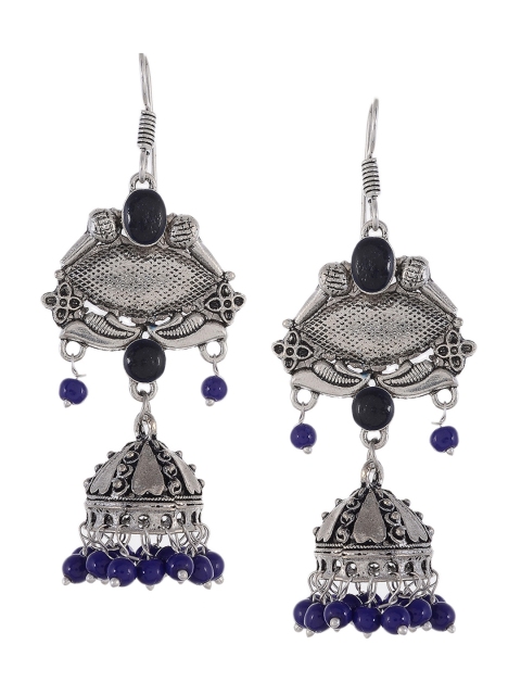 

Silvermerc Designs Silver-Toned Dome Shaped Jhumkas