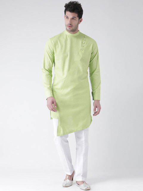 

SG LEMAN Men Green & White Solid Kurta with Trousers