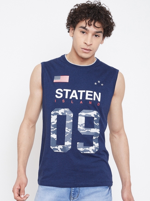 

Octave Men Blue Printed Round Neck T-shirt