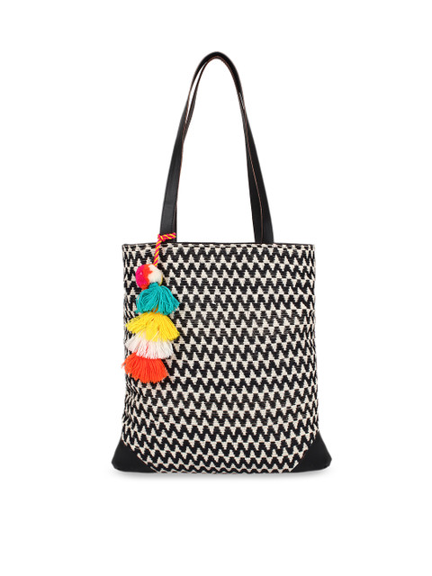 

Anekaant Black & White Self Design Shoulder Bag