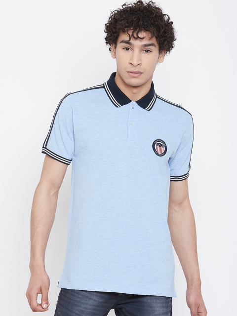 

Octave Men Blue Solid Polo Collar T-shirt