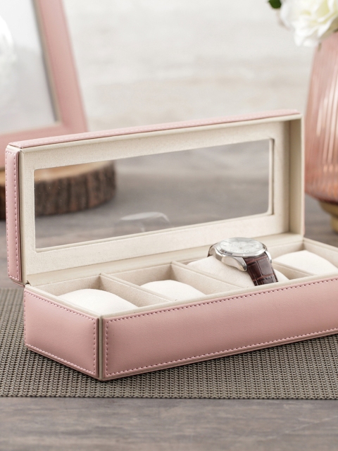 

Pure Home and Living 4-part Pink and Cream-Coloured Watch Organiser