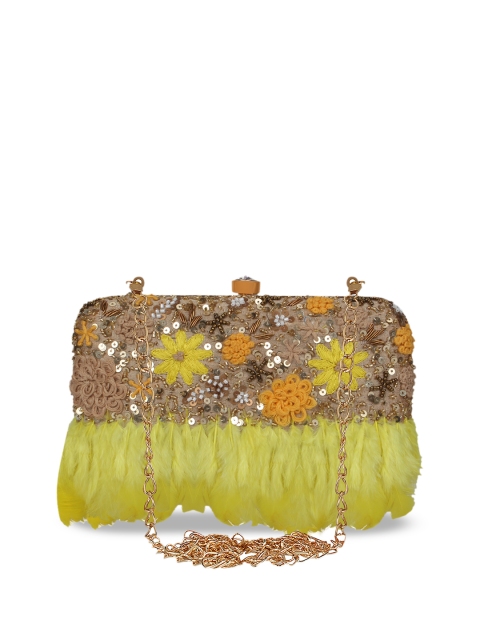 

Anekaant Beige & Yellow Embellished Embellished Clutch