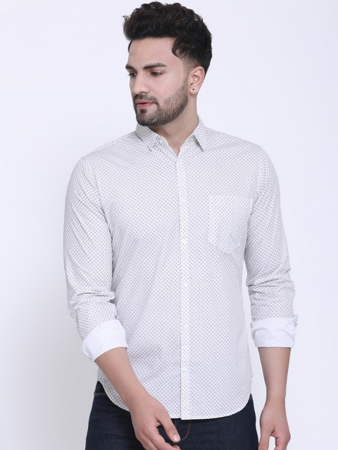 

Crosscreek Men White Slim Fit Printed Casual Shirt
