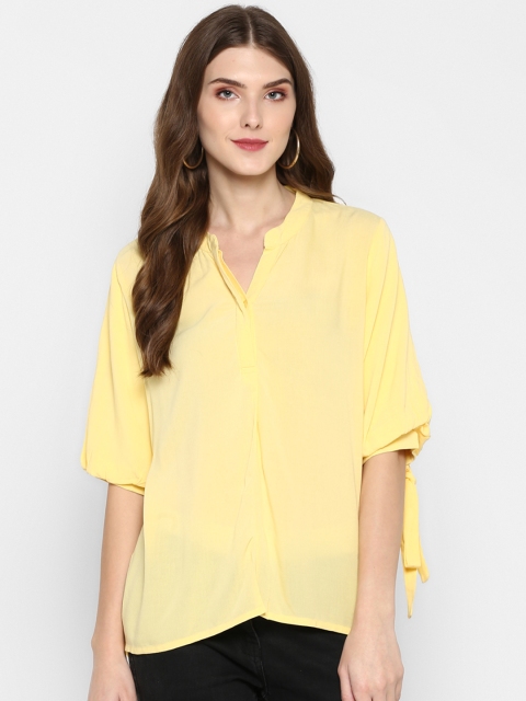

MIAMINX Women Yellow Solid Shirt Style Top