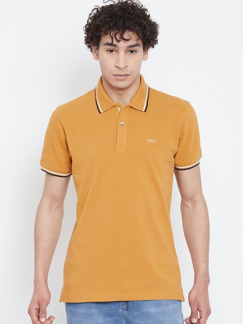 

Octave Men Mustard Yellow Solid Polo Collar T-shirt