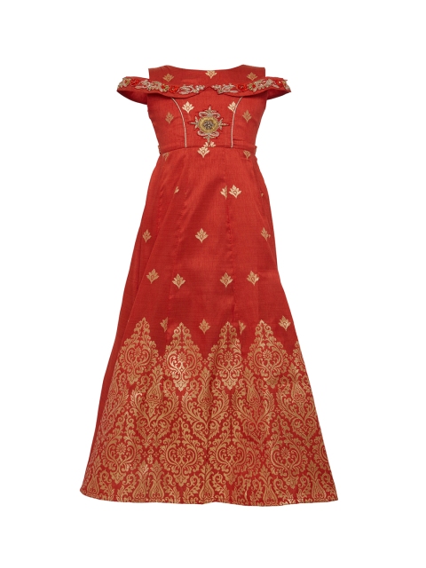 

BETTY Girls Orange Printed Maxi Dress