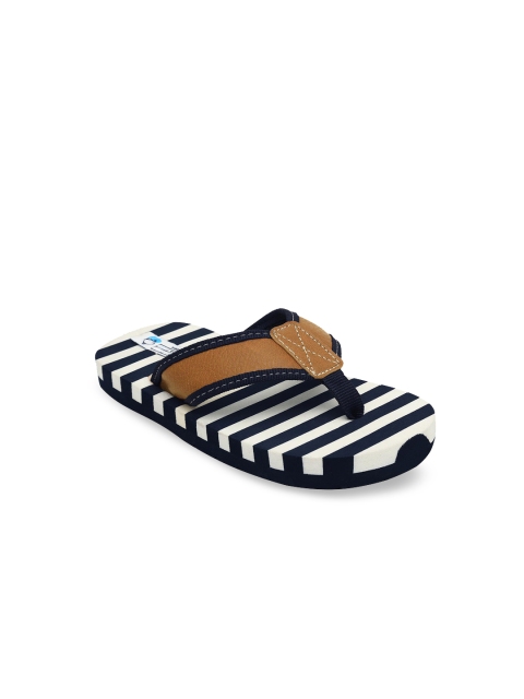 

DChica Boys Navy Blue & White Striped Slip-On