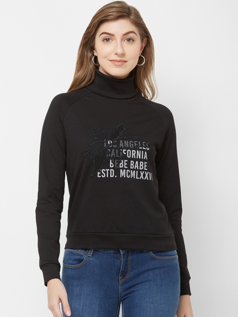 

bebe Women Black Printed Sweatshirt