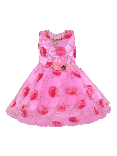 

Wish Karo Girls Pink & Red Printed Fit and Flare Dress