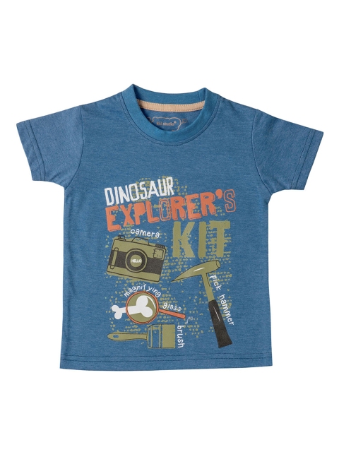 

Kid Studio Boys Blue & Green Printed Round Neck T-shirt