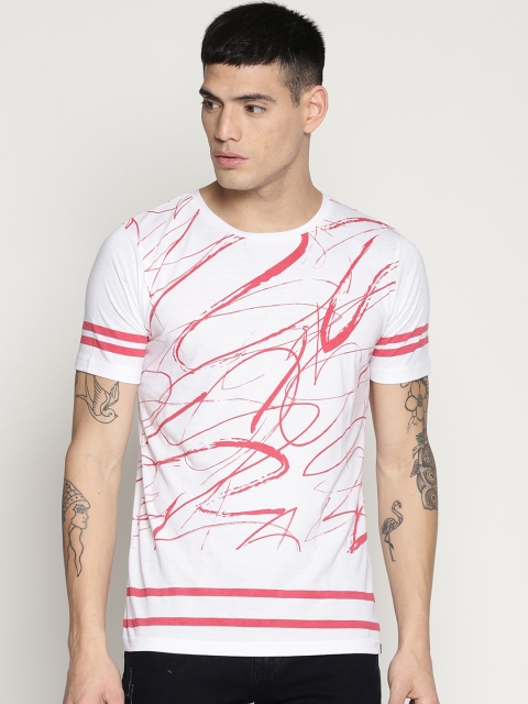 

IMPACKT Men White & Red Printed Round Neck T-shirt