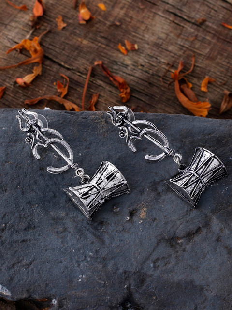 

Silvermerc Designs Silver-Toned Spherical Drop Earrings