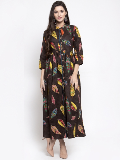 

Indibelle Women Brown Printed Kurta with Trousers