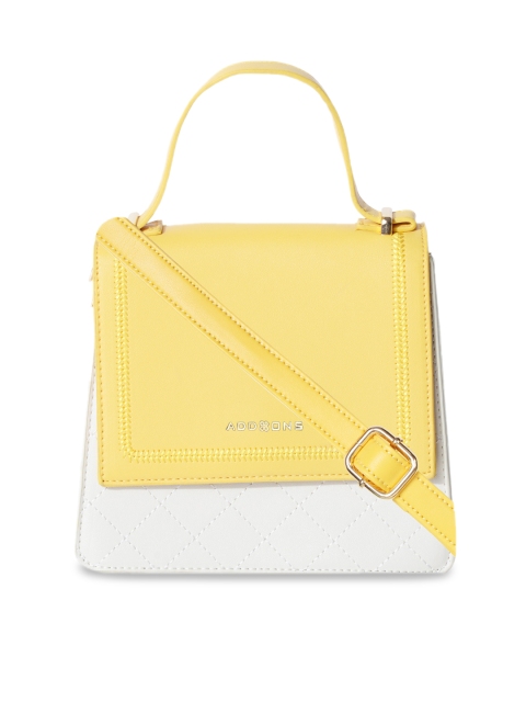 

Addons Yellow & Cream-Coloured Colourblocked Handheld Bag