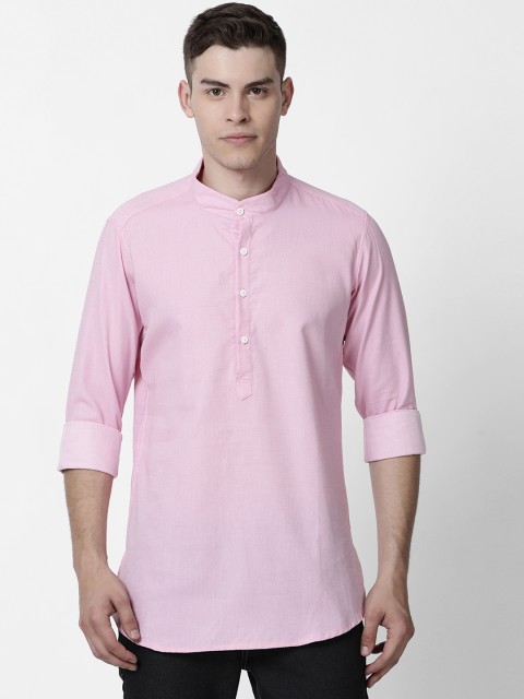 

Cross Court Men Pink Woven Design Straight Kurta