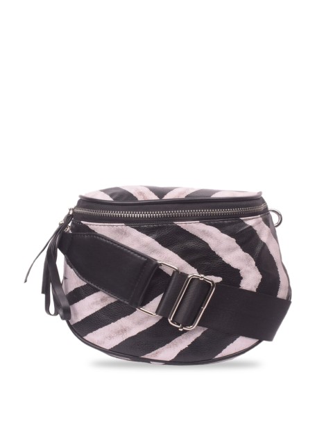 

Bagkok Black & Off-White Striped Sling Bag