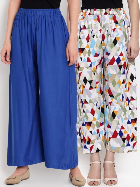 

TAG 7 Women Pack of 2 Wide Leg Palazzos, Multi