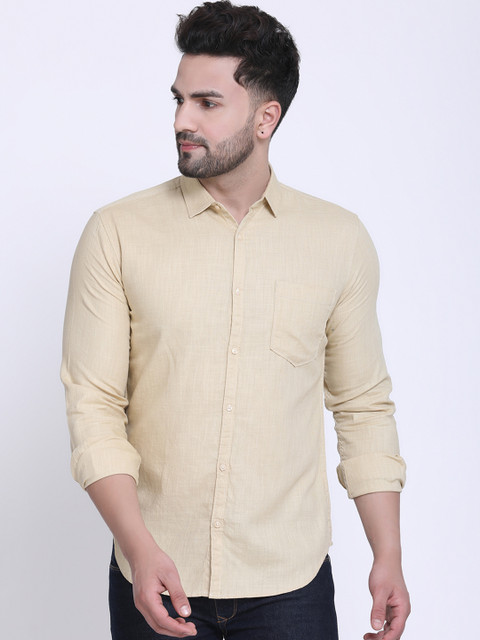 

Crosscreek Men Beige Slim Fit Solid Casual Shirt
