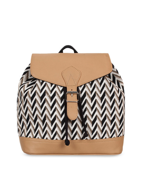 

Anekaant Women Beige & Black Geometric Backpack