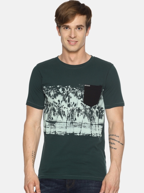 

IMPACKT Men Green Printed Round Neck T-shirt