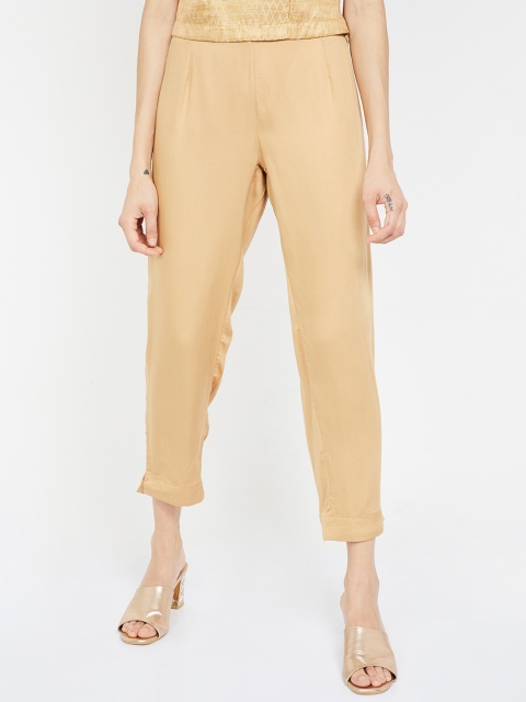 

Melange by Lifestyle Women Gold-Toned Regular Fit Solid Regular Trousers