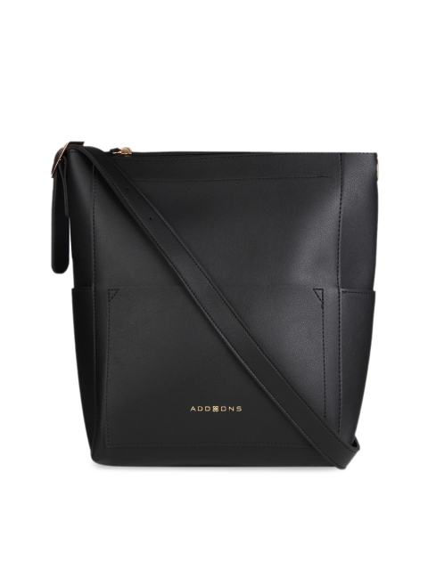 

Addons Black Solid Sling Bag