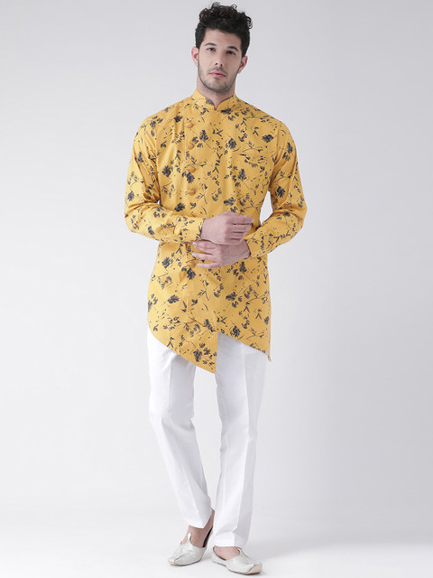 

SG LEMAN Men Yellow & White Printed Kurta with Harem Pants