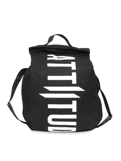 

ATTIITUDE Men Black & White Brand Logo Backpack