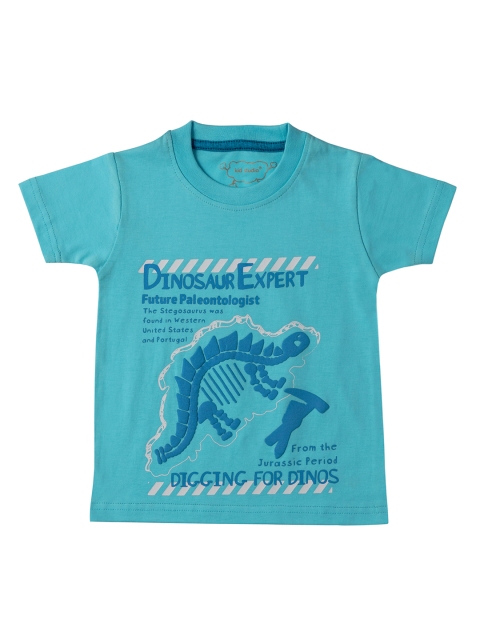 

Kid Studio Boys Turquoise Blue Printed Round Neck T-shirt