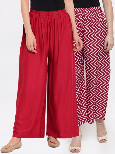 

TAG 7 Women Set of 2 Wide Leg Palazzos, Red