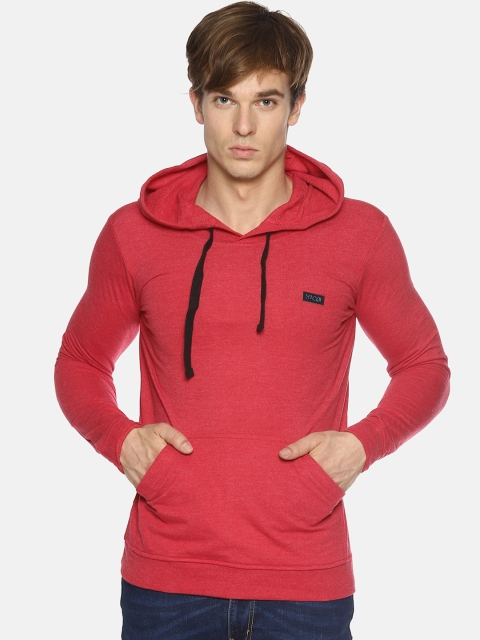 

IMPACKT Men Red Solid Hooded Sweatshirt