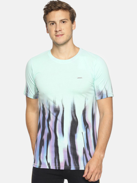 

IMPACKT Men Sea Green & Black Printed Round Neck T-shirt