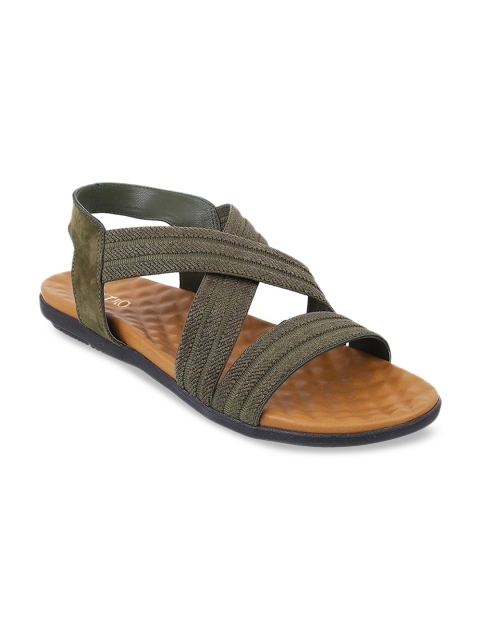 

Metro Women Olive Green Solid Open Toe Flats