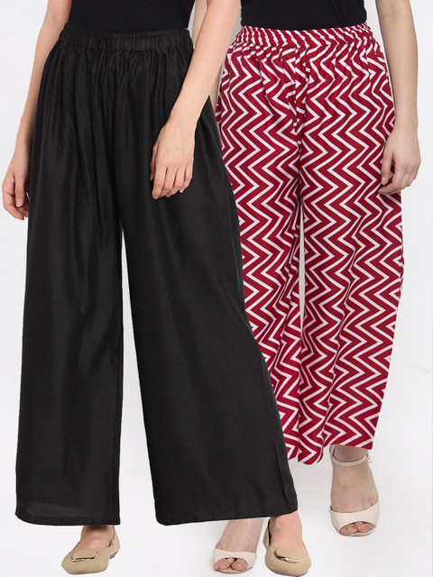 

TAG 7 Women Pack of 2 Wide Leg Palazzos, Red