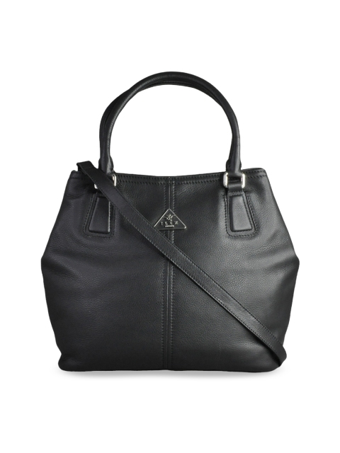 

ILEX Black Solid Leather Handheld Bag