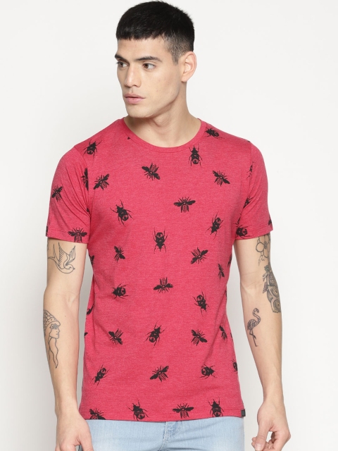 

IMPACKT Men Red & Black Printed Round Neck T-shirt