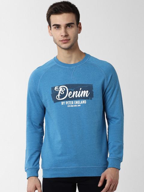 

Peter England Casuals Men Blue Solid Sweatshirt