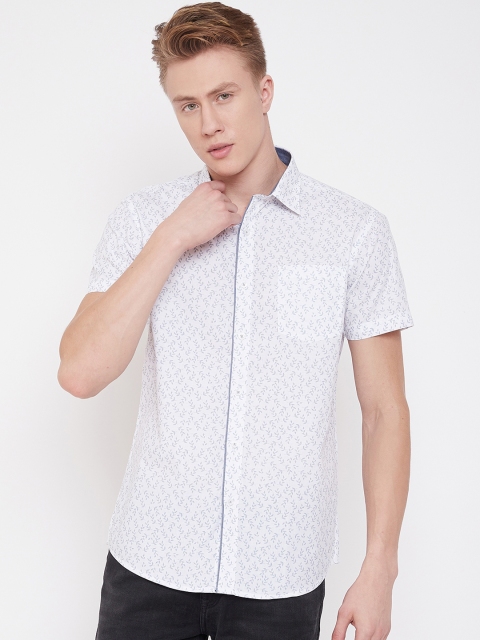 

METTLE Men White & Grey Regular Fit Printed Casual Shirt