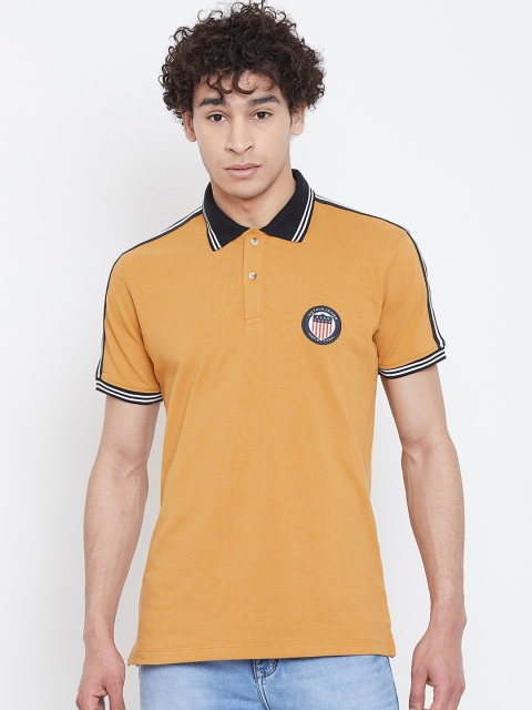 

Octave Men Mustard Yellow Solid Polo Collar T-shirt