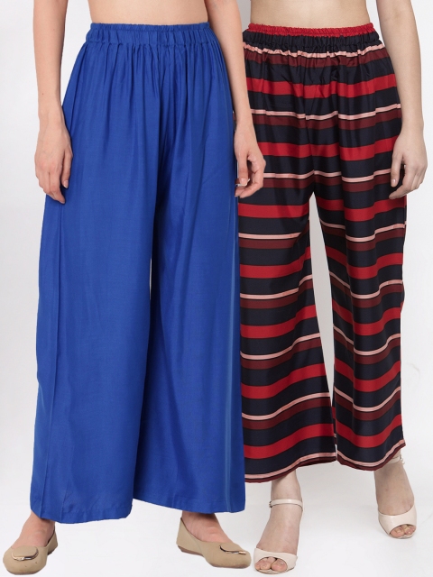 

TAG 7 Women Pack of 2 Wide Leg Palazzos, Black