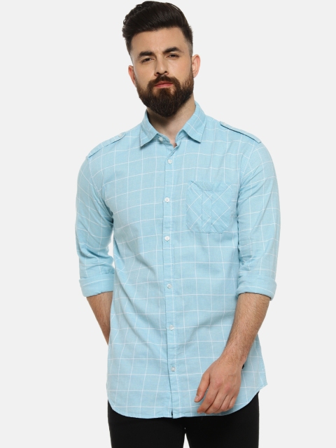 

Campus Sutra Men Blue & White Regular Fit Checked Casual Shirt